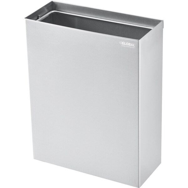 Global Industrial Rectangular Wall Mount Trash Can, Silver, Stainless Steel, 14 in 641437SS - main
